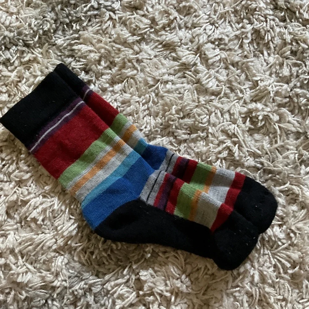 Smartwool Merino Wool Striped Crew Socks Womens Multi Color Hiking Outdoor